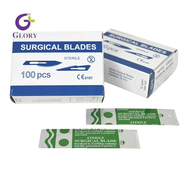 Cuchillas quirúrgicas desechables, cuchillas de bisturí estériles de acero inoxidable y de carbono para hospitales, clínicas y laboratorios